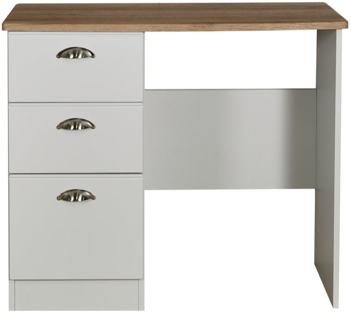 Victoria 3 Drawer Single Pedestal Dressing Table with Oak Top