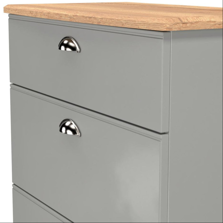 Victoria 3 Drawer Deep Chest of Drawers with Oak Top