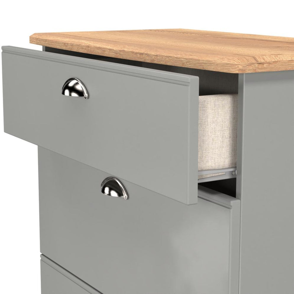 Victoria 3 Drawer Deep Chest of Drawers with Oak Top