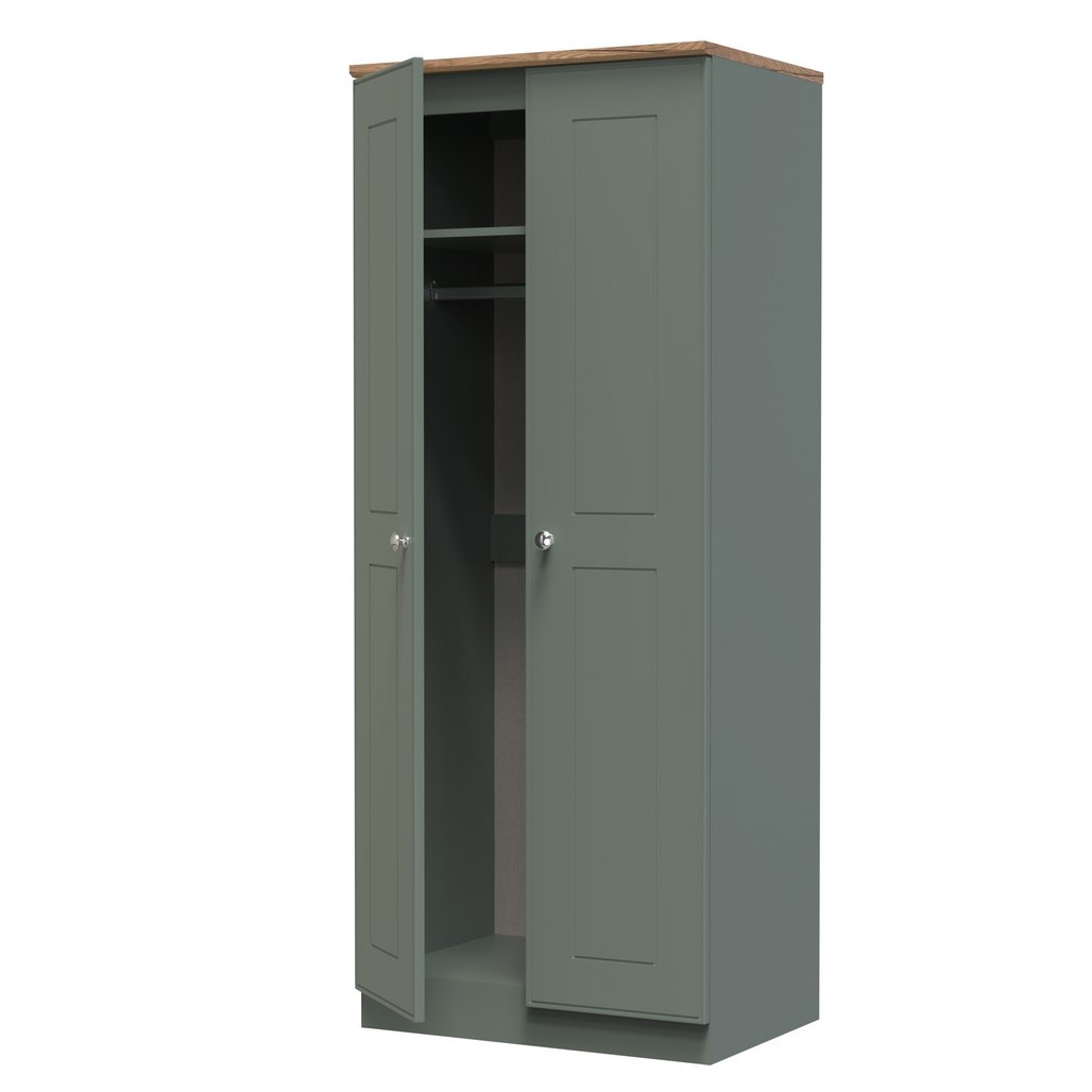 Victoria 2 Door Double Wardrobe with Oak Top