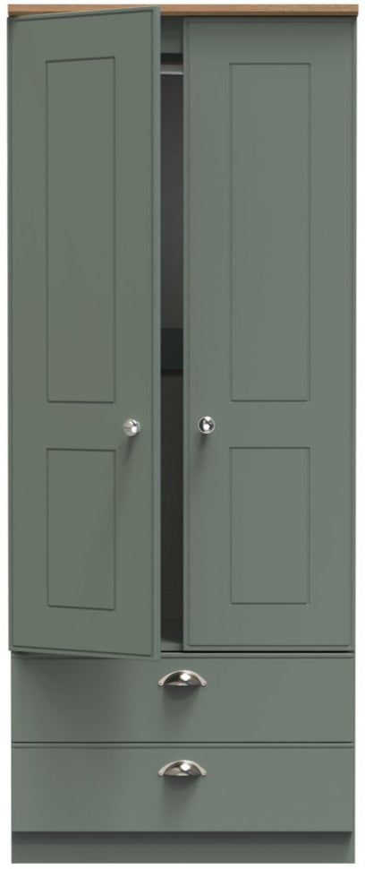 Victoria 2 Door 2 Drawer Double Wardrobe with Oak Top