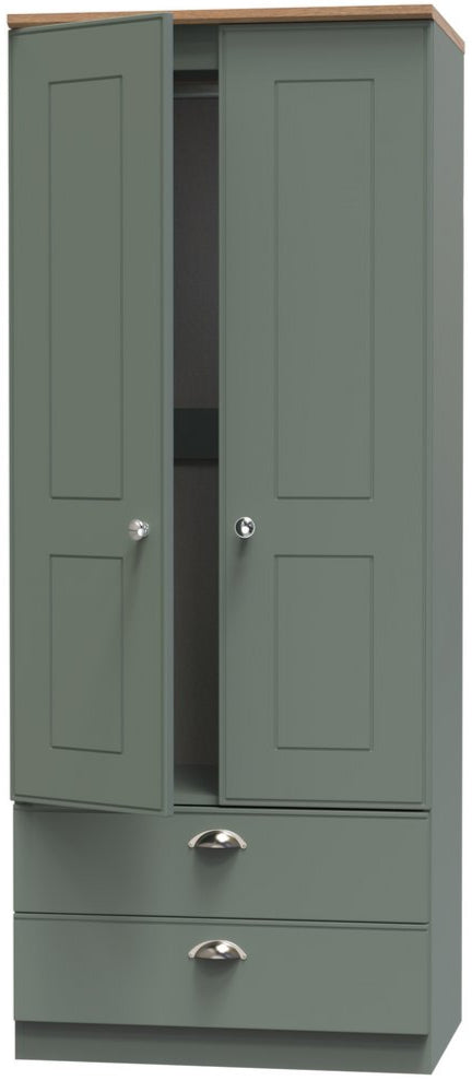 Victoria 2 Door 2 Drawer Double Wardrobe with Oak Top
