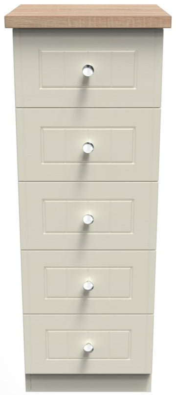 Vienna 5 Drawer Tallboy Drawer Chest with Oak Top