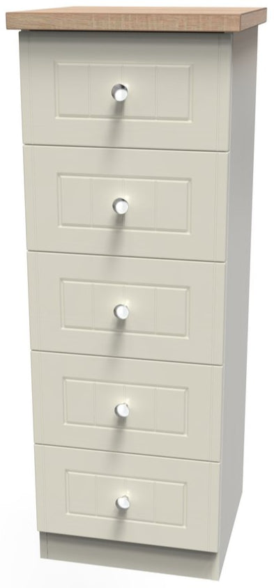 Vienna 5 Drawer Tallboy Drawer Chest with Oak Top