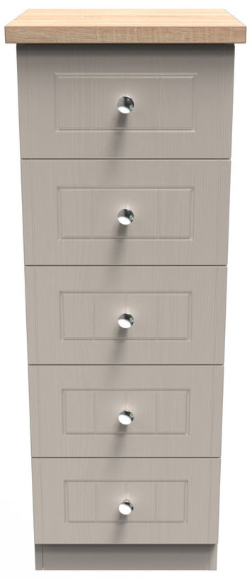Vienna 5 Drawer Tallboy Drawer Chest with Oak Top
