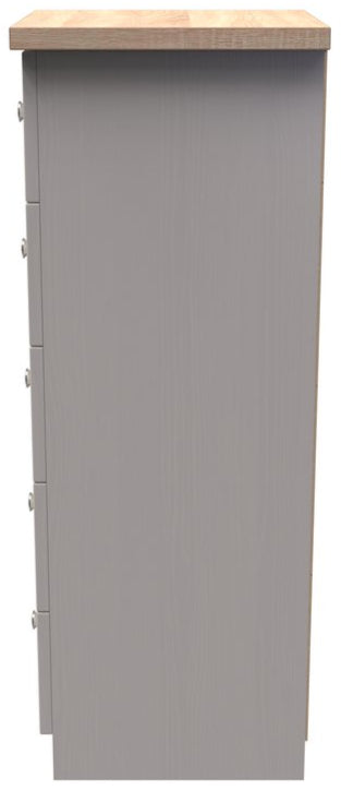 Vienna 5 Drawer Tallboy Drawer Chest with Oak Top