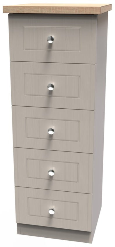 Vienna 5 Drawer Tallboy Drawer Chest with Oak Top
