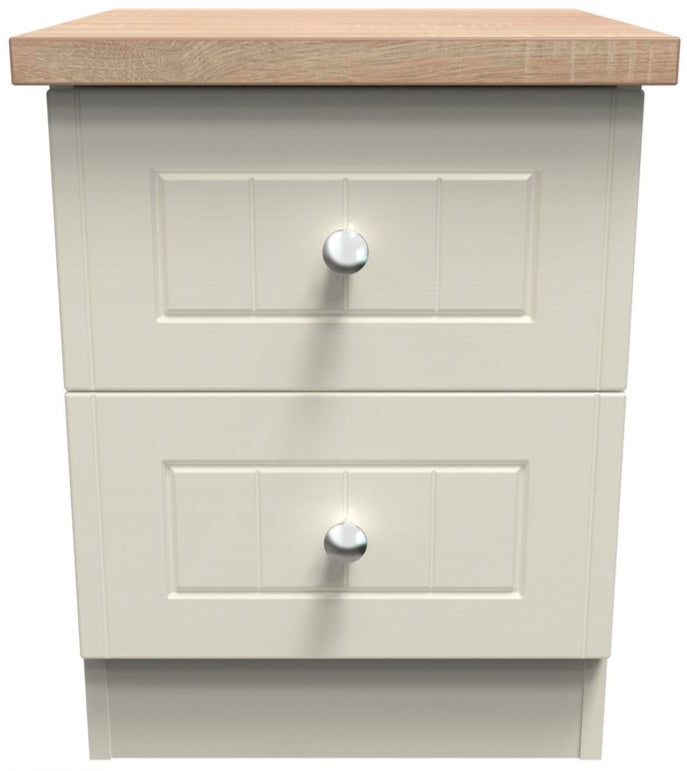 Vienna 2 Drawer Bedside Cabinet with Oak Top
