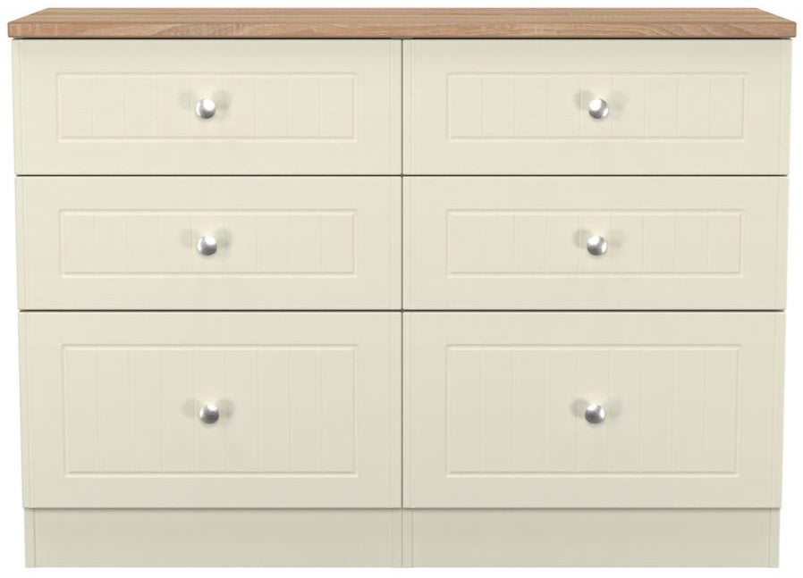 Vienna 6 Drawer Midi Chest with Oak Top