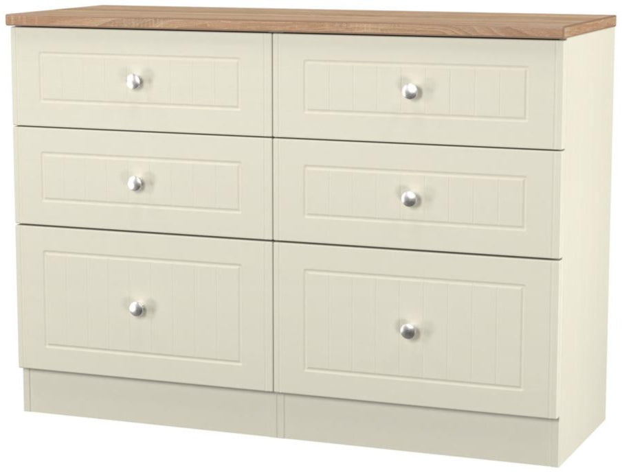 Vienna 6 Drawer Midi Chest with Oak Top