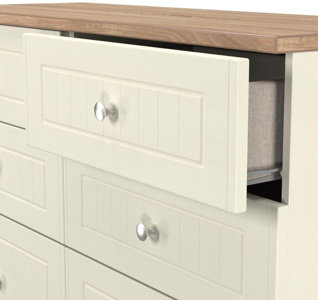 Vienna 6 Drawer Midi Chest with Oak Top