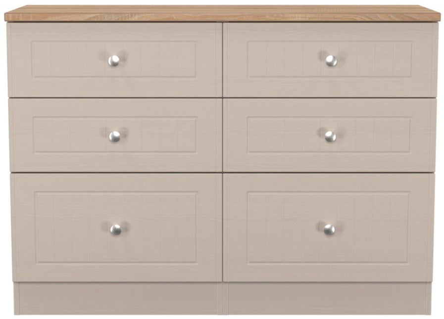 Vienna 6 Drawer Midi Chest with Oak Top