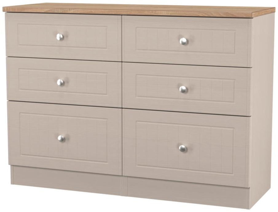 Vienna 6 Drawer Midi Chest with Oak Top