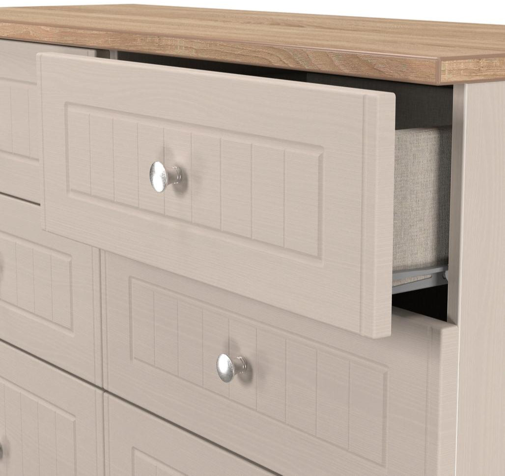 Vienna 6 Drawer Midi Chest with Oak Top