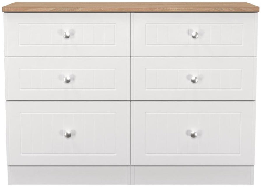 Vienna 6 Drawer Midi Chest with Oak Top