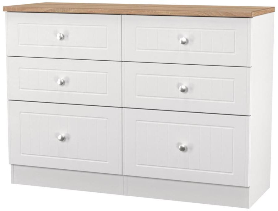 Vienna 6 Drawer Midi Chest with Oak Top