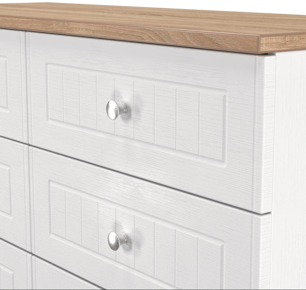 Vienna 6 Drawer Midi Chest with Oak Top