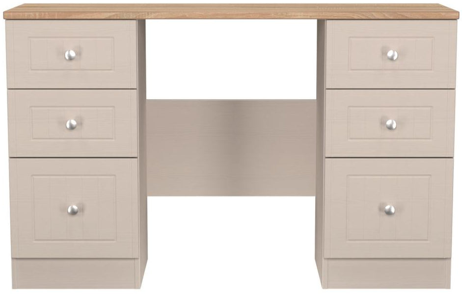 Vienna 6 Drawer Double Pedestal Dressing Table with Oak Top