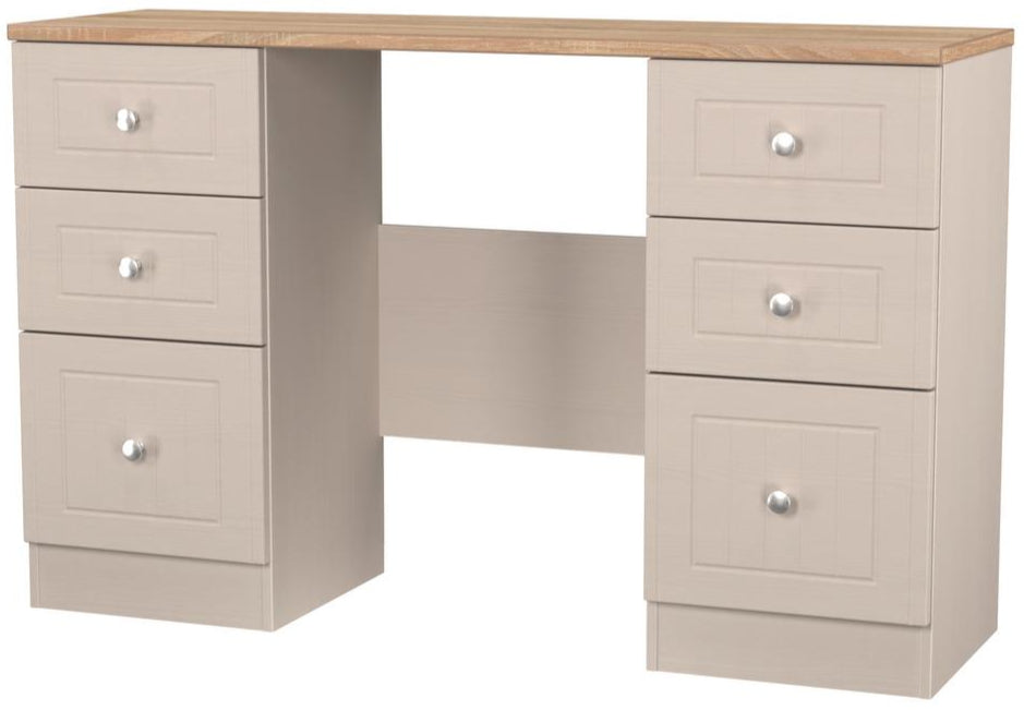 Vienna 6 Drawer Double Pedestal Dressing Table with Oak Top