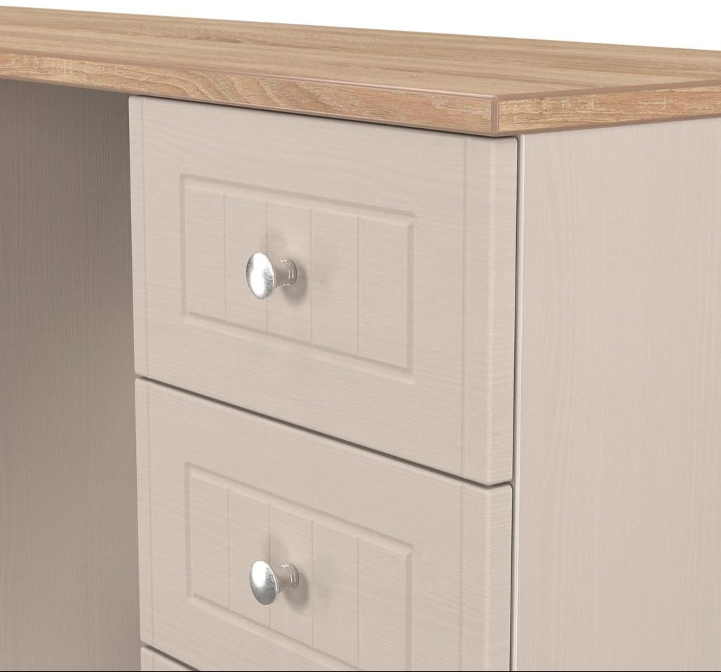 Vienna 6 Drawer Double Pedestal Dressing Table with Oak Top