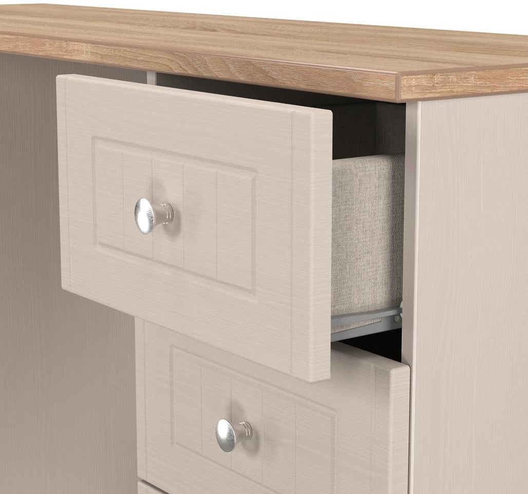 Vienna 6 Drawer Double Pedestal Dressing Table with Oak Top