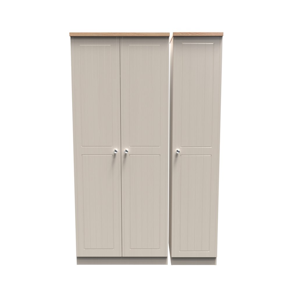 Vienna 3 Door Triple Wardrobe with Oak Top