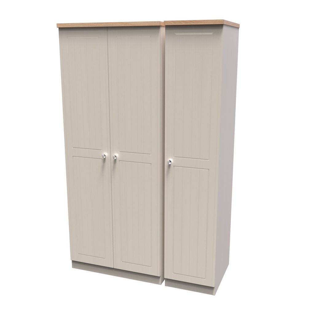 Vienna 3 Door Triple Wardrobe with Oak Top