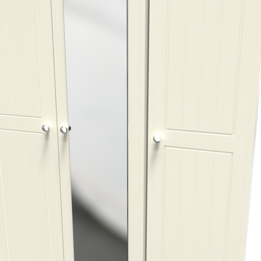 Vienna 3 Door Triple Mirrored Wardrobe with Oak Top