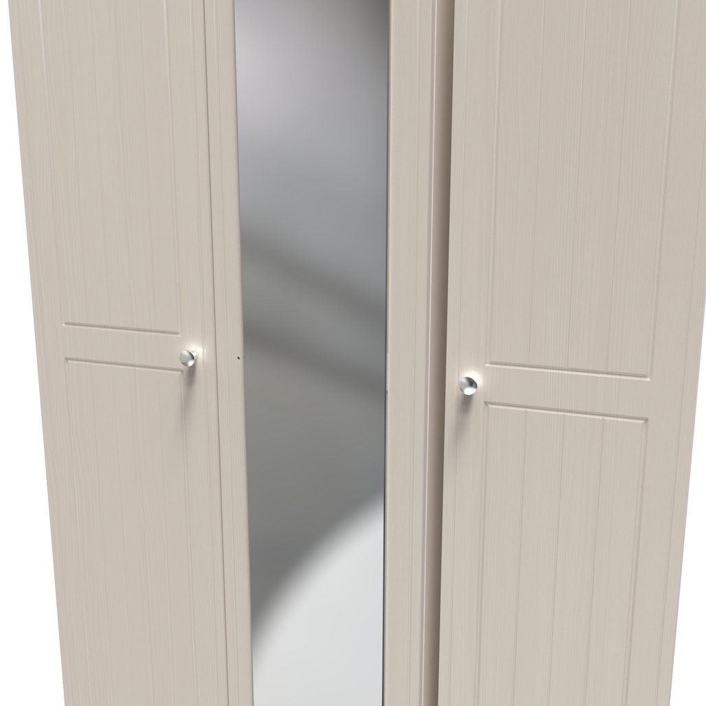 Vienna 3 Door Triple Mirrored Wardrobe with Oak Top