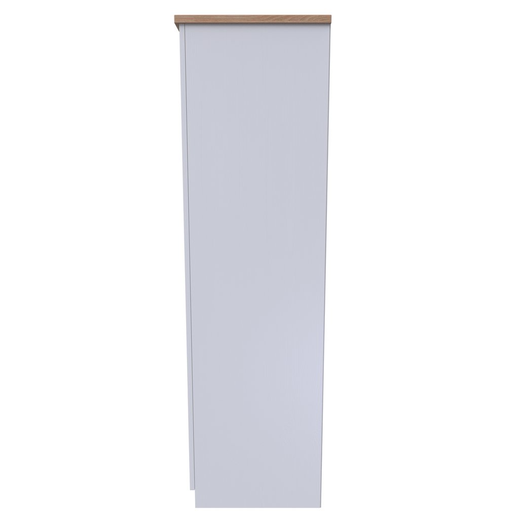 Vienna 3 Door Triple Mirrored Wardrobe with Oak Top