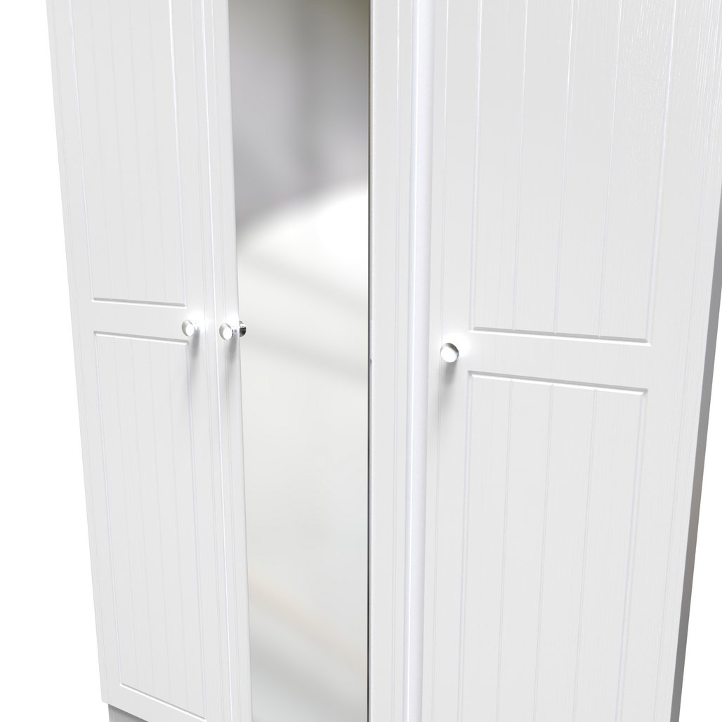 Vienna 3 Door Triple Mirrored Wardrobe with Oak Top