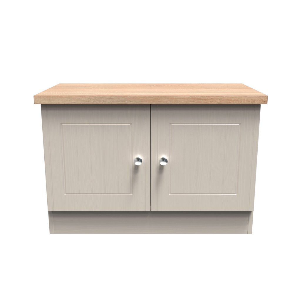 Vienna Low 2 Door Storage Unit with Oak Top