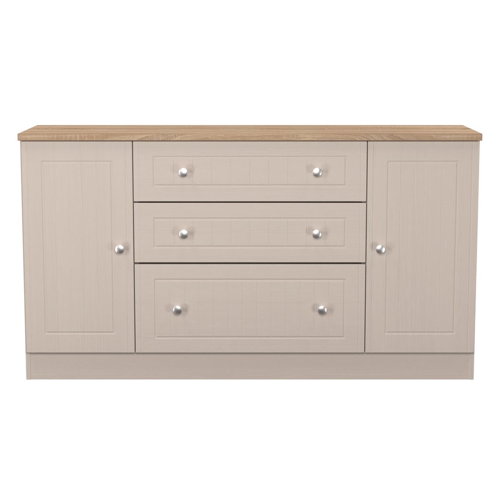 Vienna 2 Door 3 Drawer Wide Sideboard with Oak Top