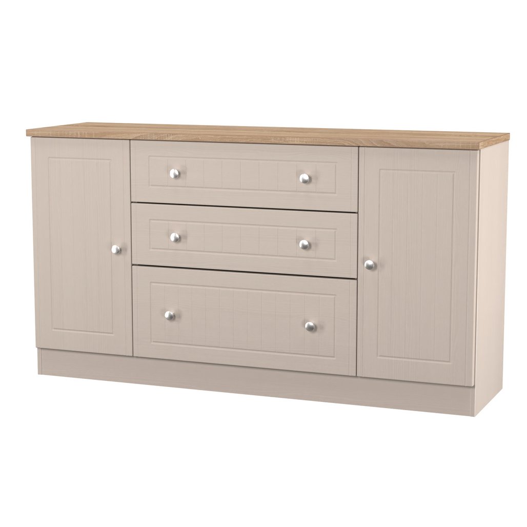 Vienna 2 Door 3 Drawer Wide Sideboard with Oak Top