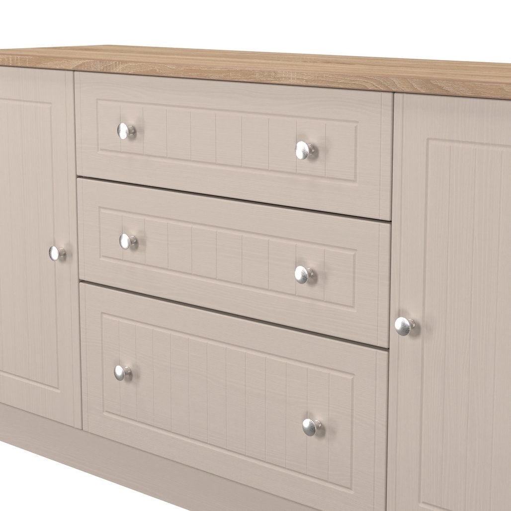 Vienna 2 Door 3 Drawer Wide Sideboard with Oak Top