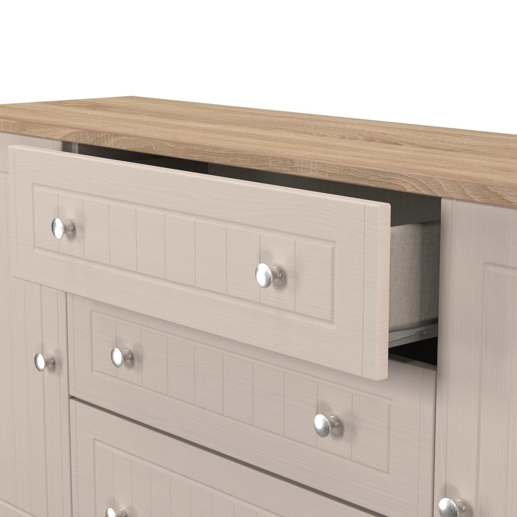 Vienna 2 Door 3 Drawer Wide Sideboard with Oak Top