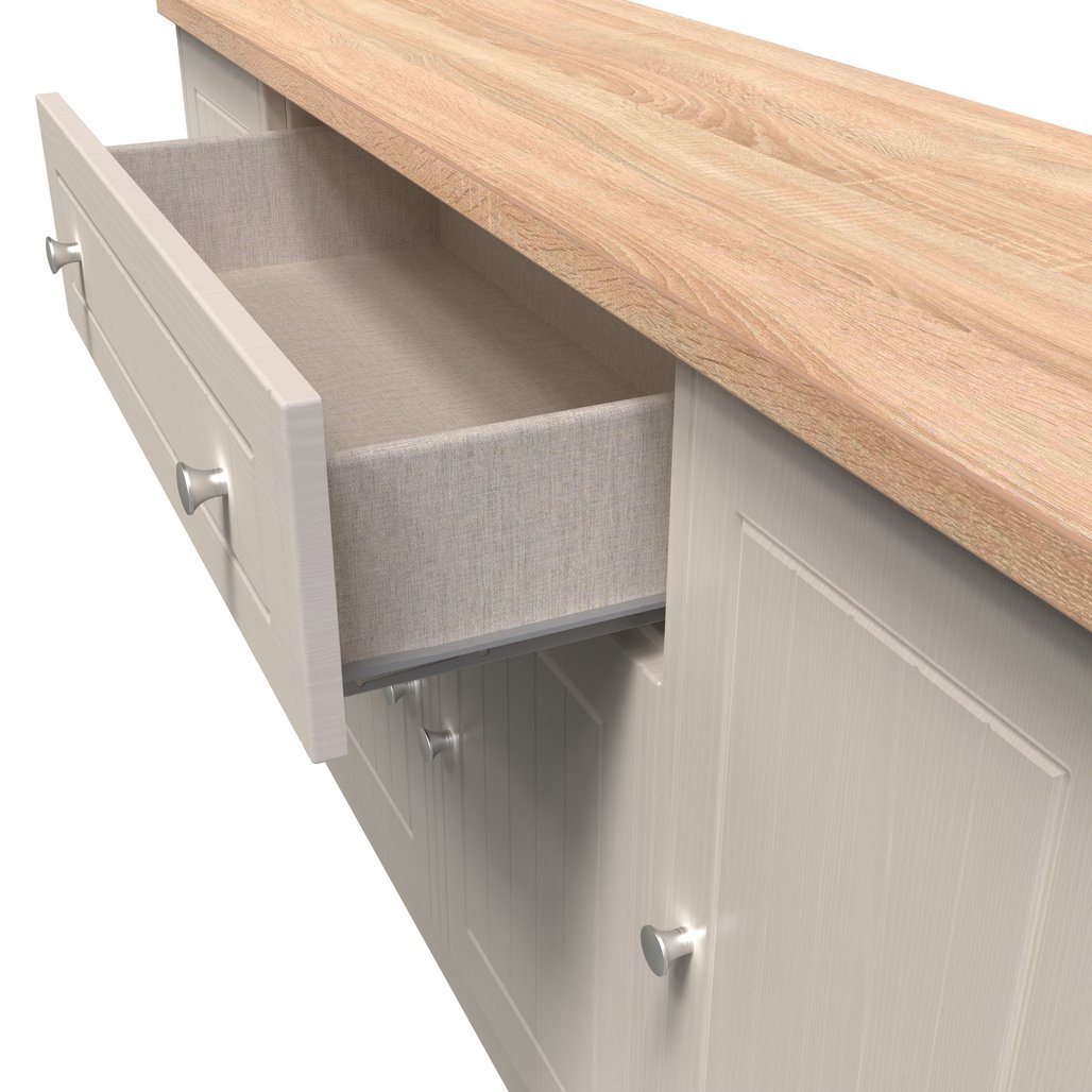 Vienna 4 Door 1 Drawer Wide Sideboard with Oak Top