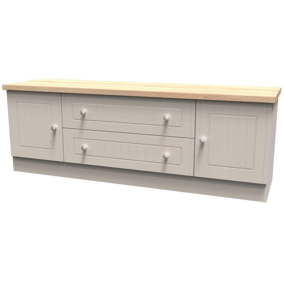 Vienna 2 Door 2 Drawer Wide TV Unit with Oak Top