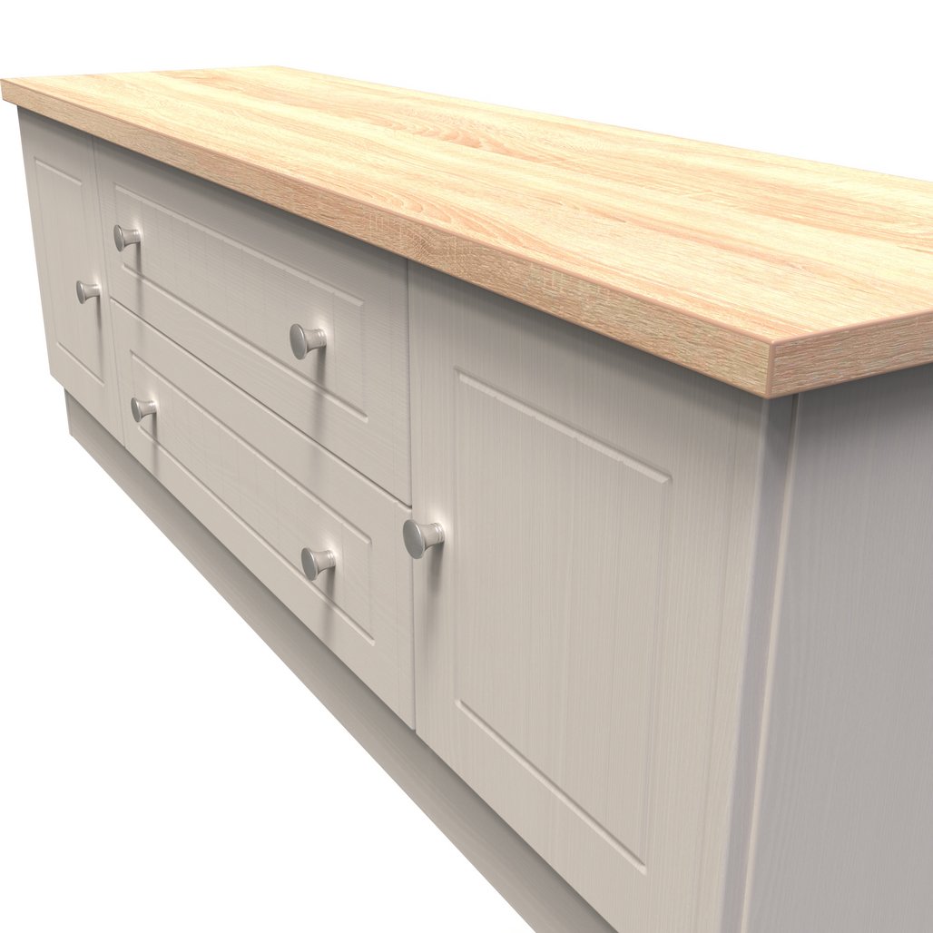 Vienna 2 Door 2 Drawer Wide TV Unit with Oak Top