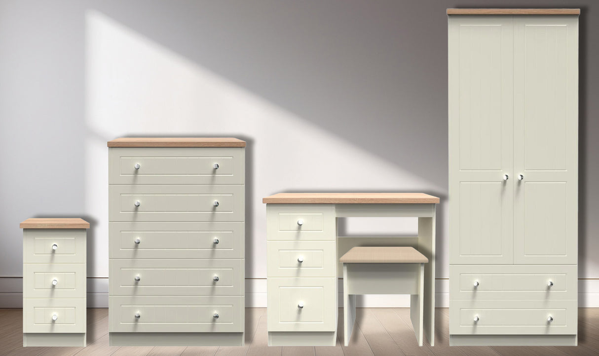 Vienna 5 Piece Bedroom Set with Oak Top