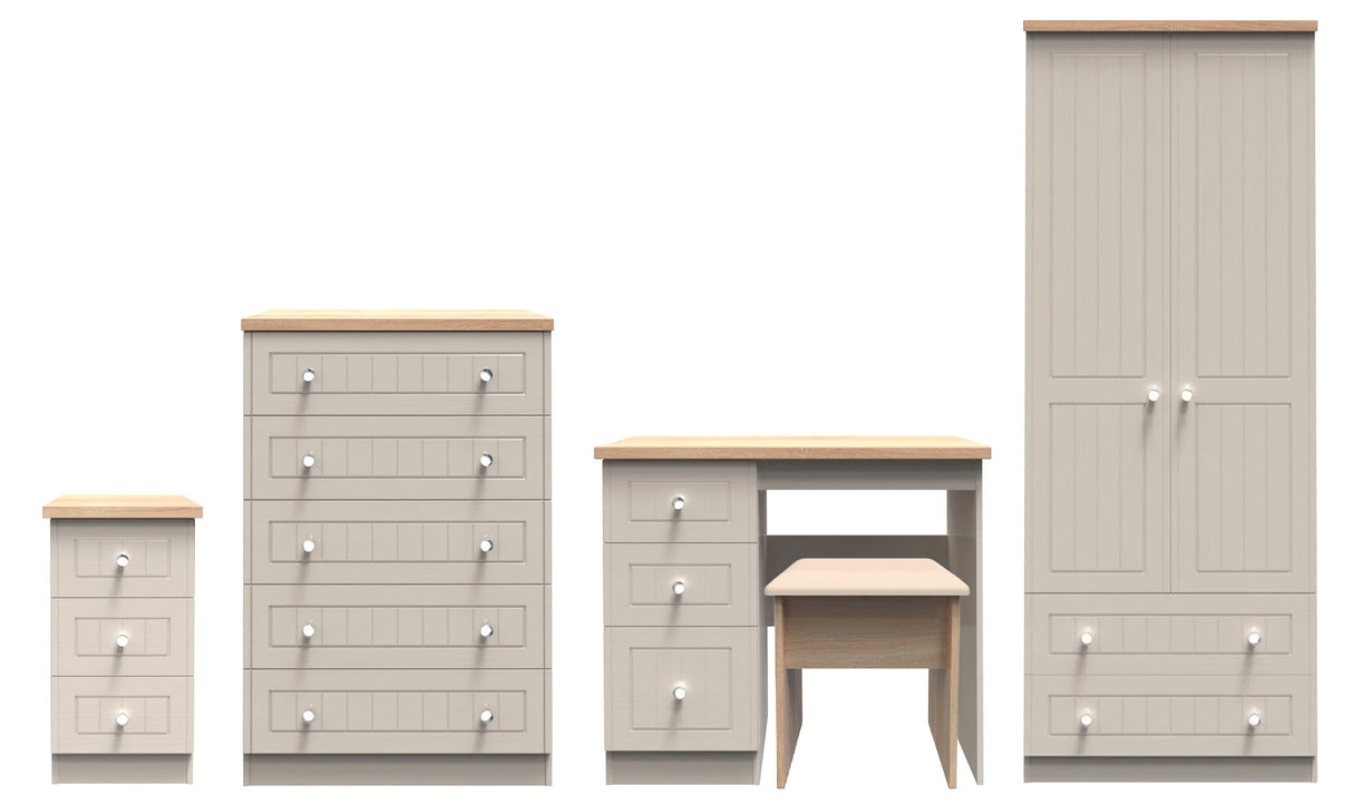 Vienna 5 Piece Bedroom Set with Oak Top