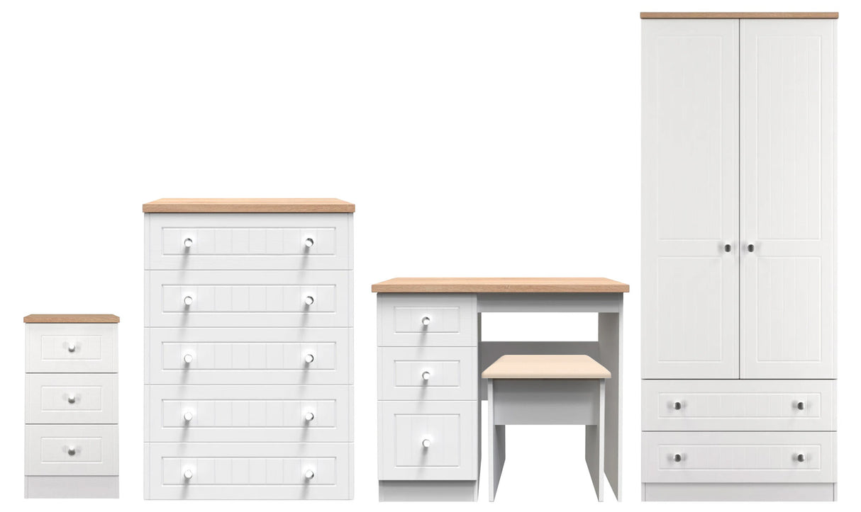 Vienna 5 Piece Bedroom Set with Oak Top