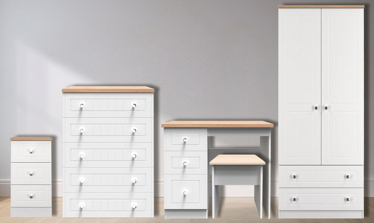 Vienna 5 Piece Bedroom Set with Oak Top