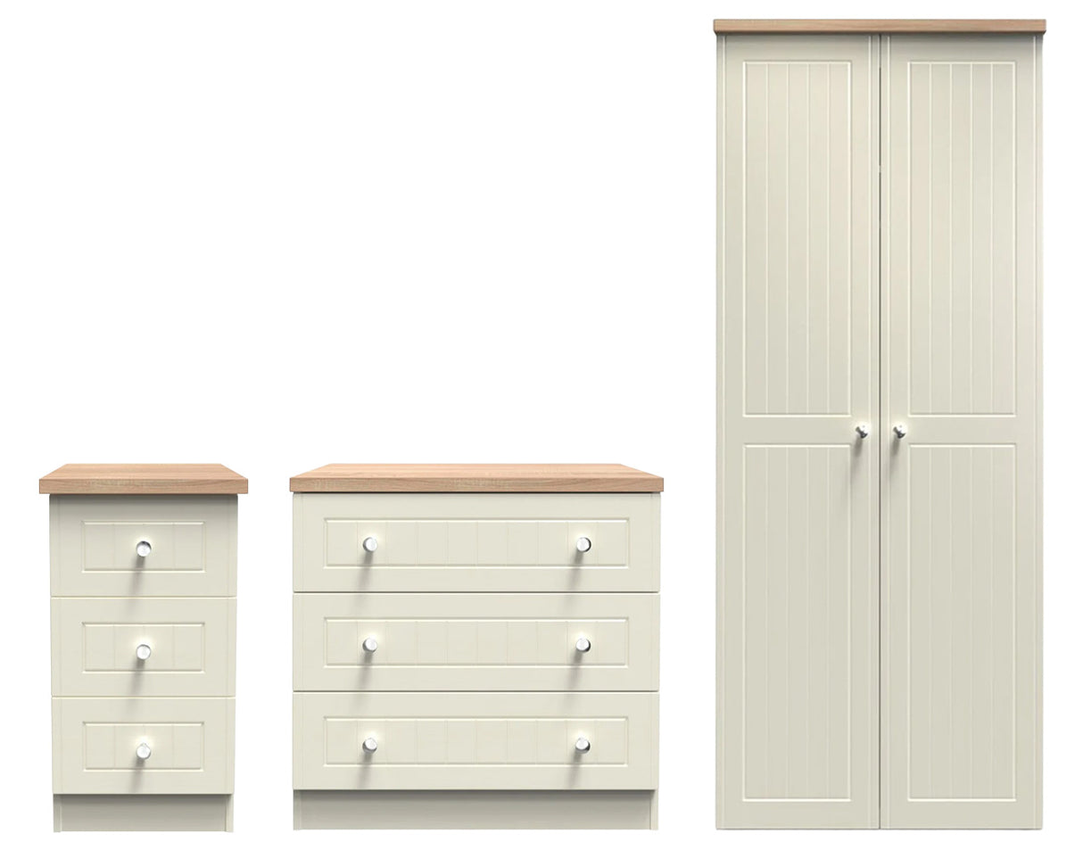 Vienna 3 Piece Bedroom Set with Oak Top