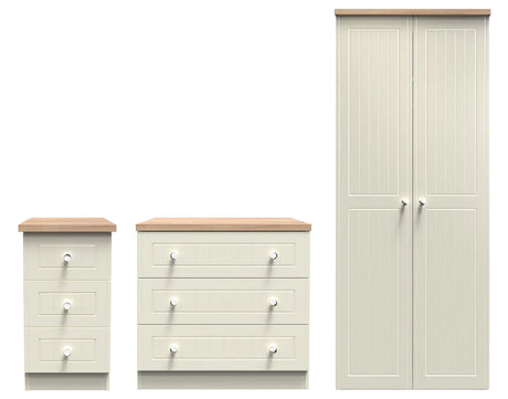 Vienna 3 Piece Bedroom Set with Oak Top