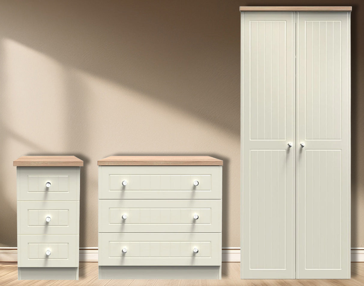 Vienna 3 Piece Bedroom Set with Oak Top