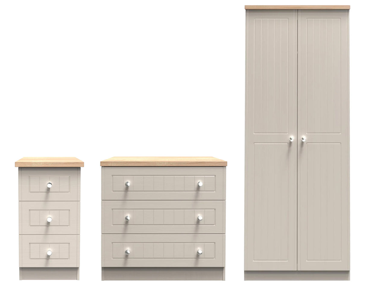 Vienna 3 Piece Bedroom Set with Oak Top