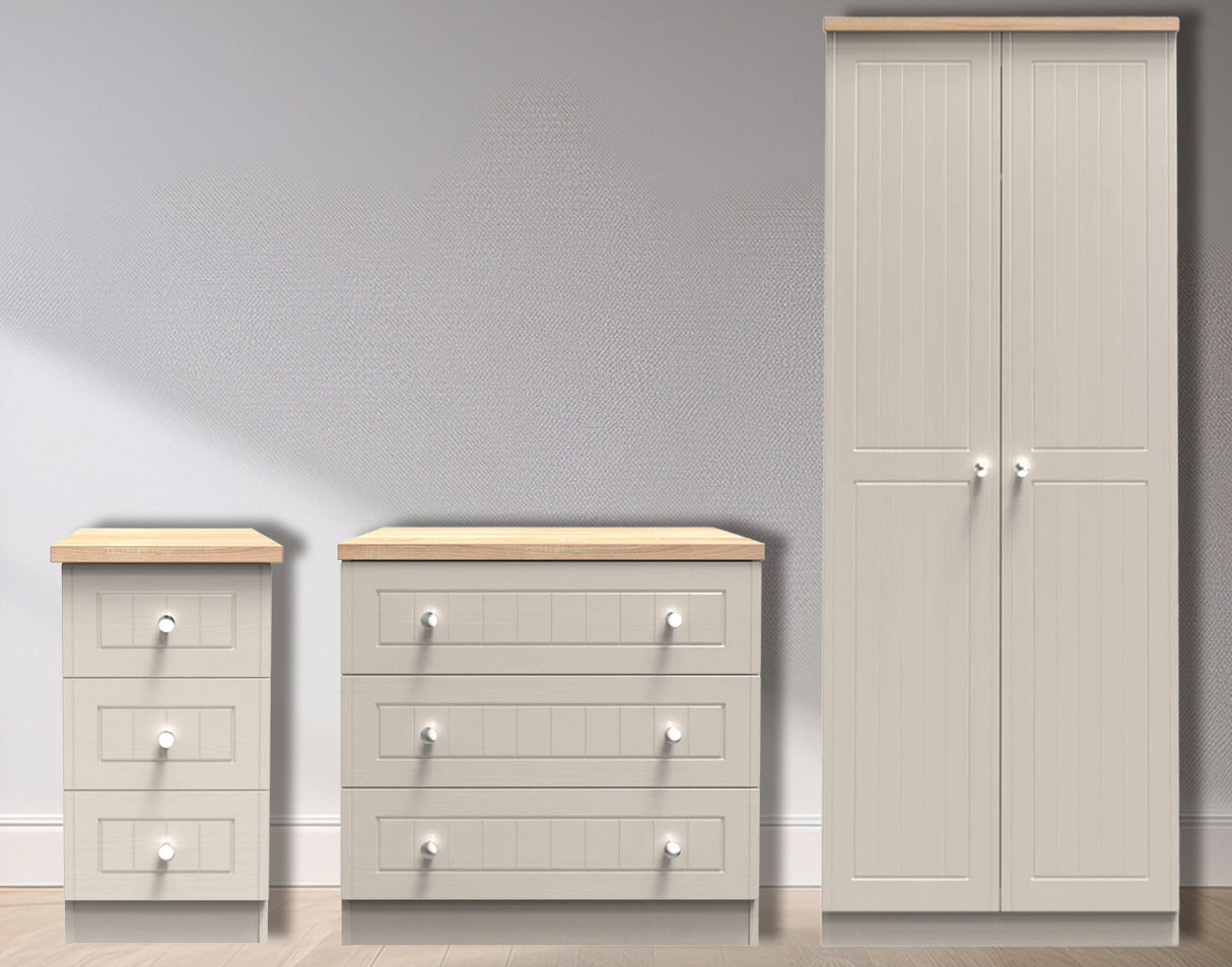 Vienna 3 Piece Bedroom Set with Oak Top
