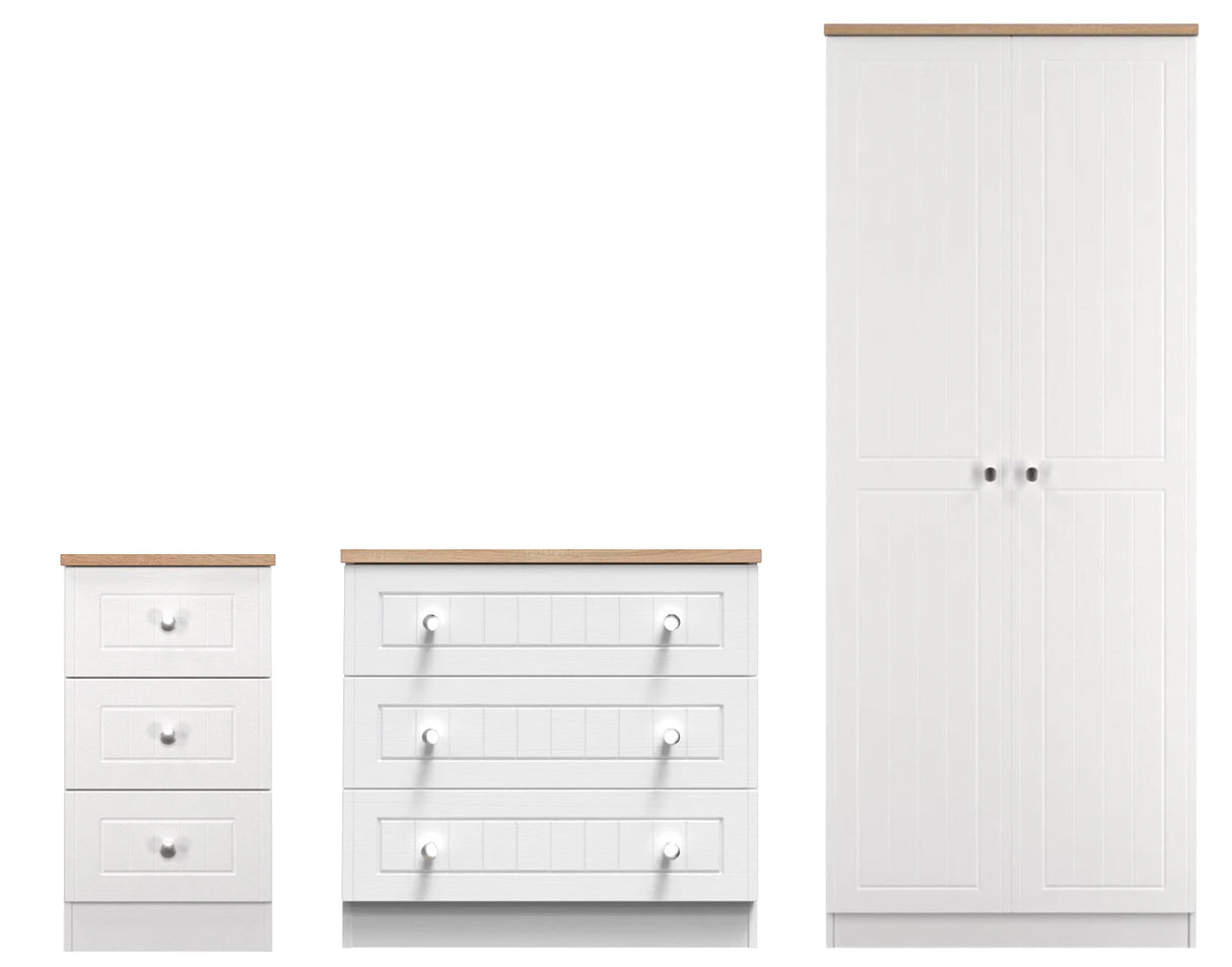 Vienna 3 Piece Bedroom Set with Oak Top