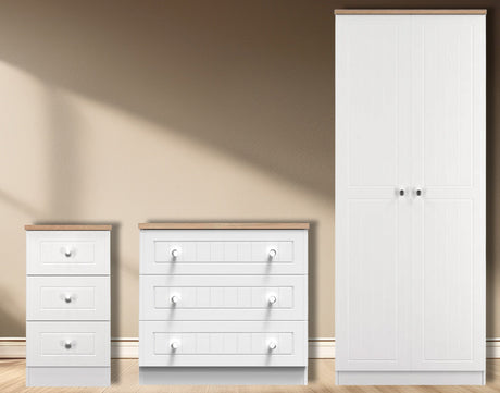 Vienna 3 Piece Bedroom Set with Oak Top